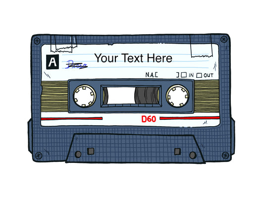Personalized Customizable Cassette Tape Artwork Print - Matte Paper Finish - Unique Retro Decor