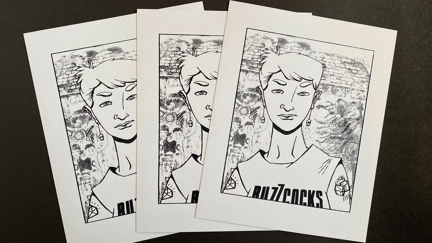 Limited Edition "Buzzcocks T-Shirt" Serigraph - Hand-Pulled 8x10 Print - Signed and Numbered