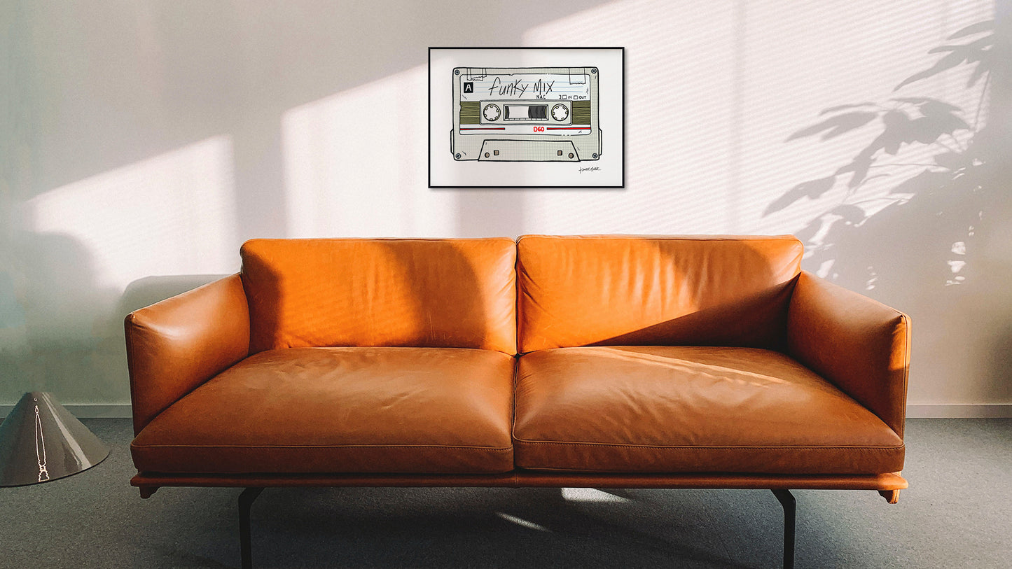 Personalized Customizable Cassette Tape Artwork Print - Matte Paper Finish - Unique Retro Decor